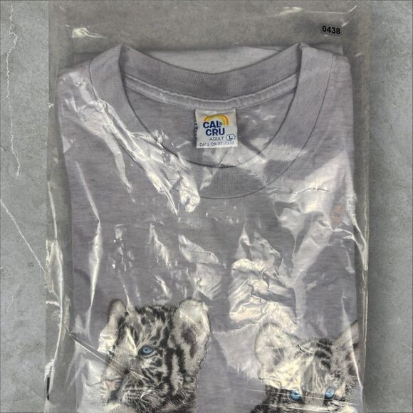 Vintage Women's Habitat White Tiger Single Stitch Animal Print Tie Dye- Large - Picture 7 of 7